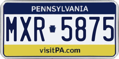 PA license plate MXR5875