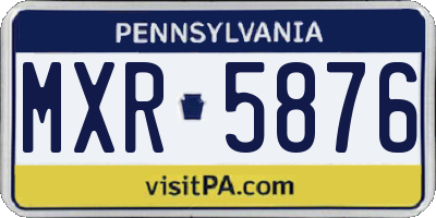 PA license plate MXR5876