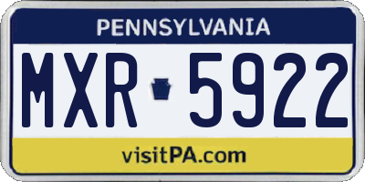 PA license plate MXR5922