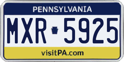PA license plate MXR5925