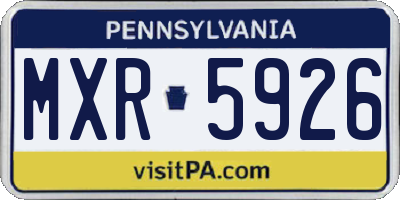 PA license plate MXR5926