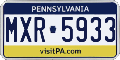PA license plate MXR5933