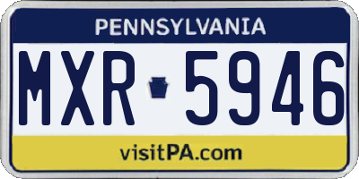 PA license plate MXR5946