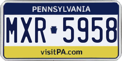 PA license plate MXR5958