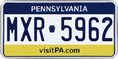 PA license plate MXR5962
