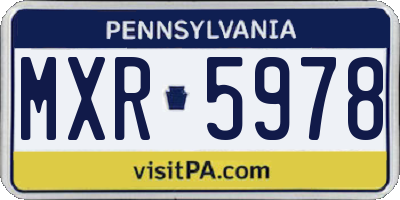 PA license plate MXR5978