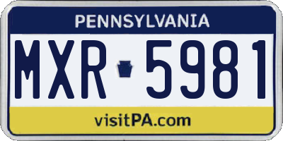 PA license plate MXR5981