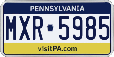 PA license plate MXR5985