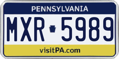 PA license plate MXR5989
