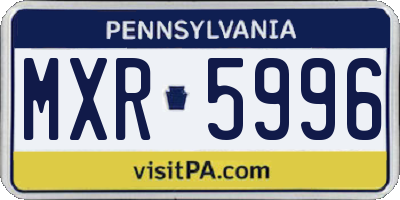PA license plate MXR5996