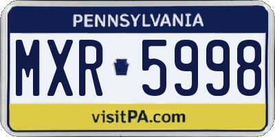 PA license plate MXR5998