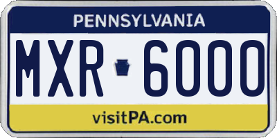 PA license plate MXR6000