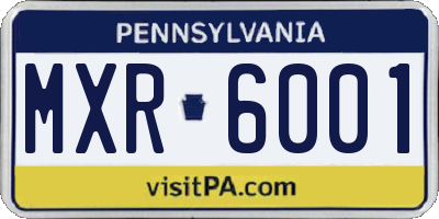 PA license plate MXR6001