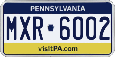 PA license plate MXR6002