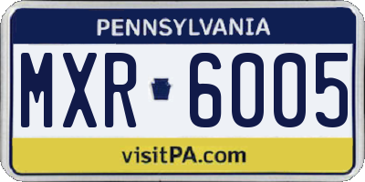 PA license plate MXR6005