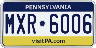 PA license plate MXR6006