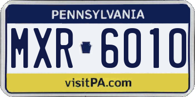 PA license plate MXR6010