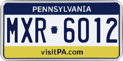 PA license plate MXR6012