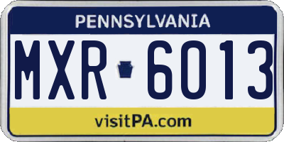 PA license plate MXR6013