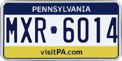 PA license plate MXR6014