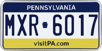 PA license plate MXR6017