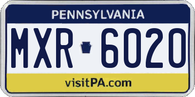 PA license plate MXR6020