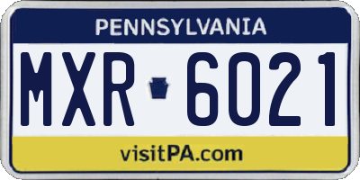 PA license plate MXR6021