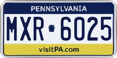 PA license plate MXR6025