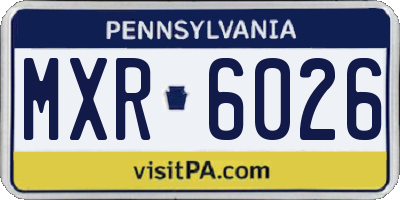 PA license plate MXR6026