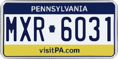 PA license plate MXR6031