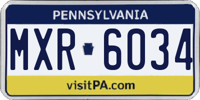 PA license plate MXR6034