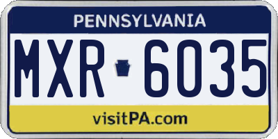 PA license plate MXR6035