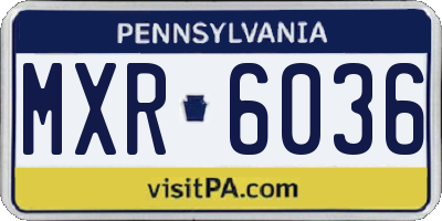 PA license plate MXR6036