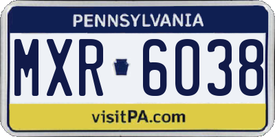 PA license plate MXR6038