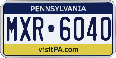 PA license plate MXR6040