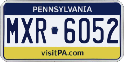 PA license plate MXR6052