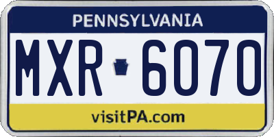 PA license plate MXR6070