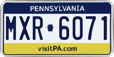 PA license plate MXR6071