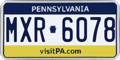 PA license plate MXR6078