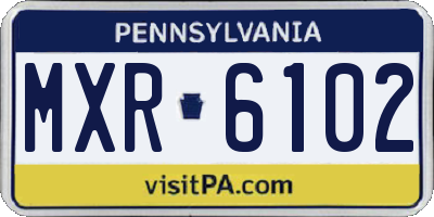 PA license plate MXR6102