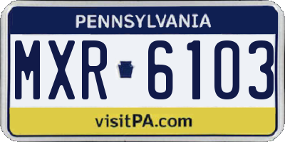 PA license plate MXR6103