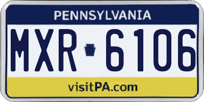 PA license plate MXR6106