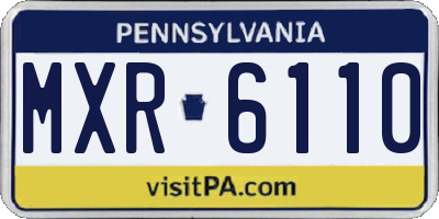 PA license plate MXR6110