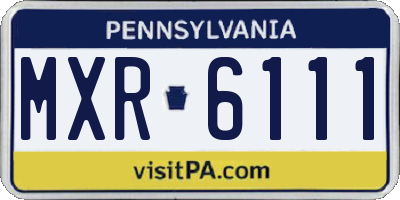 PA license plate MXR6111