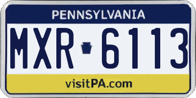 PA license plate MXR6113