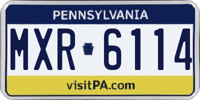 PA license plate MXR6114