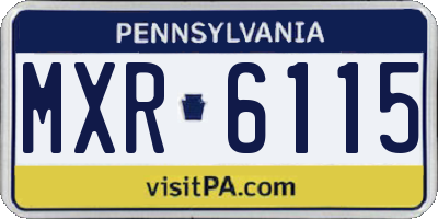 PA license plate MXR6115