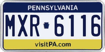 PA license plate MXR6116