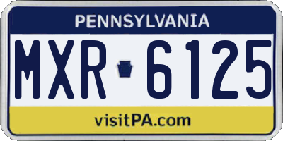 PA license plate MXR6125