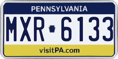 PA license plate MXR6133